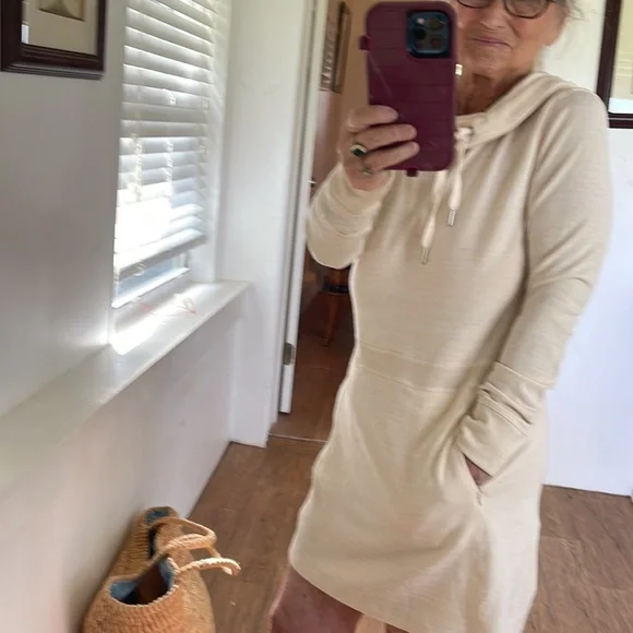 ZeroXposur Comfy Casual Crème Mini Dress With Cowl Neck. - Picture 7 of 7